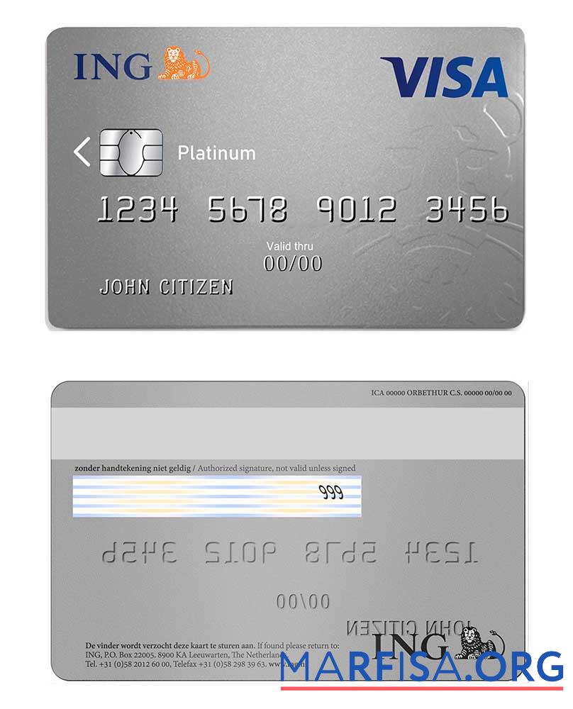 Blank Netherlands ING bank visa card platinum download for verification